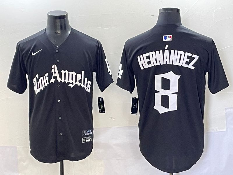 Men 2025 Los Angeles Dodgers #8 Hernandez Black Five generations Joint Name Nike MLB Jersey style 1->los angeles dodgers->MLB Jersey